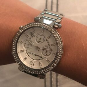 Michael kors diamond studied silver watch